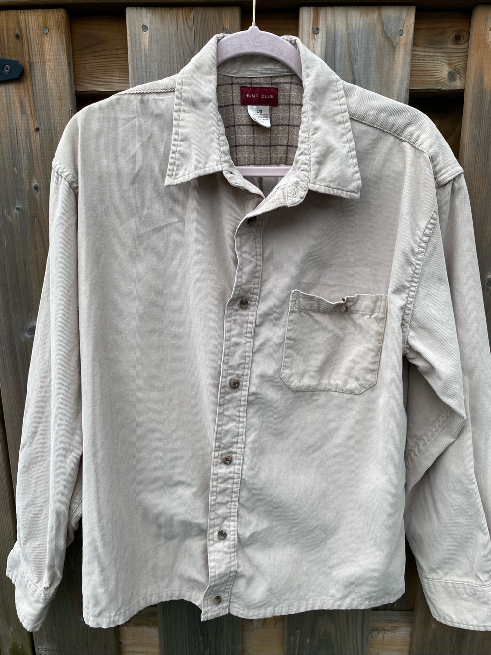 Hunt Club Neutral Plaid Lined Button-Up Shirt